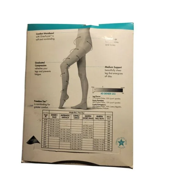 Pantyhose Medium Support Sand Average Control Top vtg Hosiery Worthington - Picture 3 of 3